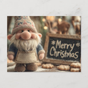 Carte Postale Gnome de Noël avec biscuits et Joyeux Noël