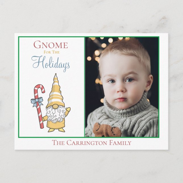 Carte Postale Gnome de Noël pour les Fêtes de Noël Mignon (Devant)