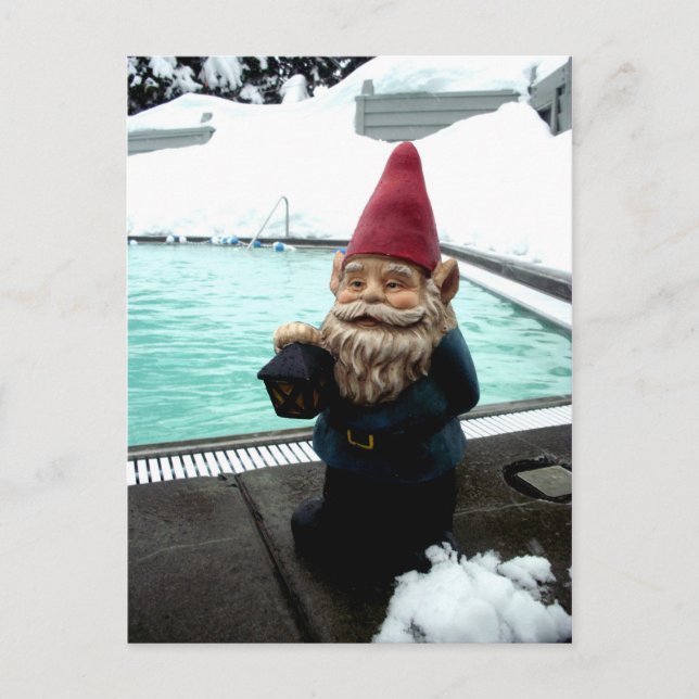 Carte Postale Gnome de piscine de neige (Devant)