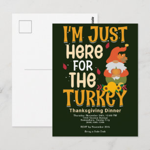 Carte Postale Gnome ici pour le dîner de Thanksgiving de dinde