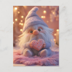 Carte Postale Gnome mignonne avec coeur : Saint Valentin Design
