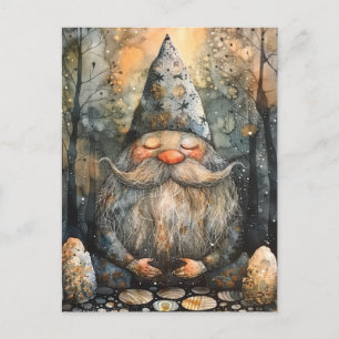 Carte Postale Gnome mignonne dans son jardin zen