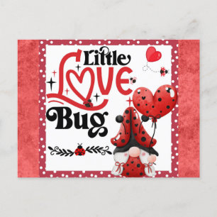 Carte Postale Gnome mignonne Little Love Bug Ladybug Valentines 