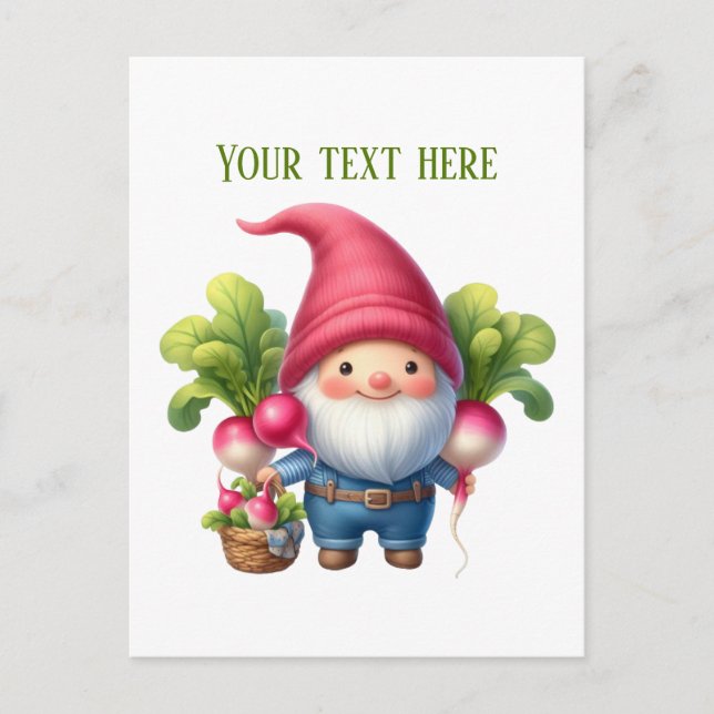 Carte Postale Gnome radis cool personnalisable (Devant)