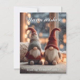 Carte Postale Gnomes de Noël sur le support de fenêtre avec text