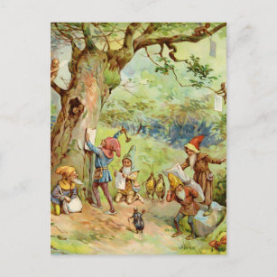 Carte Postale Gnomes, elfes et fées dans la Forêt Magique
