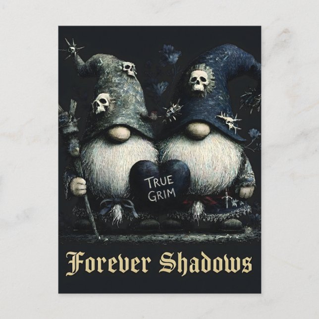 Carte Postale Gnomes Gothiques "True Grim" avec "Forever Shadows (Devant)