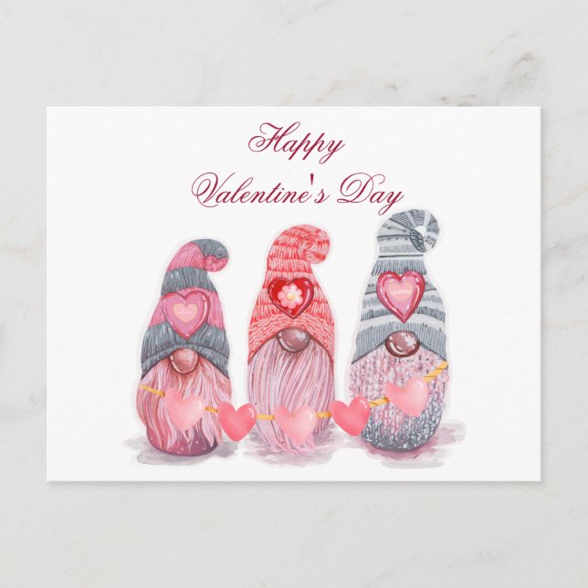 Carte Postale Gnomes mignons Heureuses Saintes-Valentin avec coe (Devant)