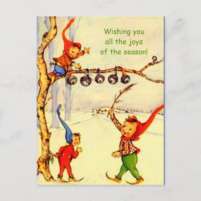 Carte postale Gnomes vintage Holiday, mignonne 193 (Devant)