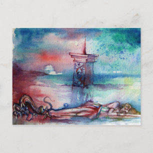 CARTE POSTALE GNOMON ET DAME DU LAC