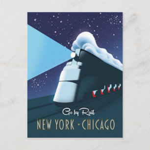 Carte Postale "Go by rail" New York - Chicago