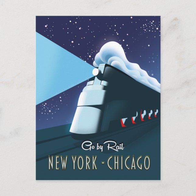 Carte Postale "Go by rail" New York - Chicago (Devant)