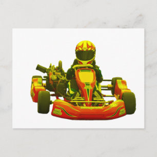 Carte Postale Go Kart Racer en jaune