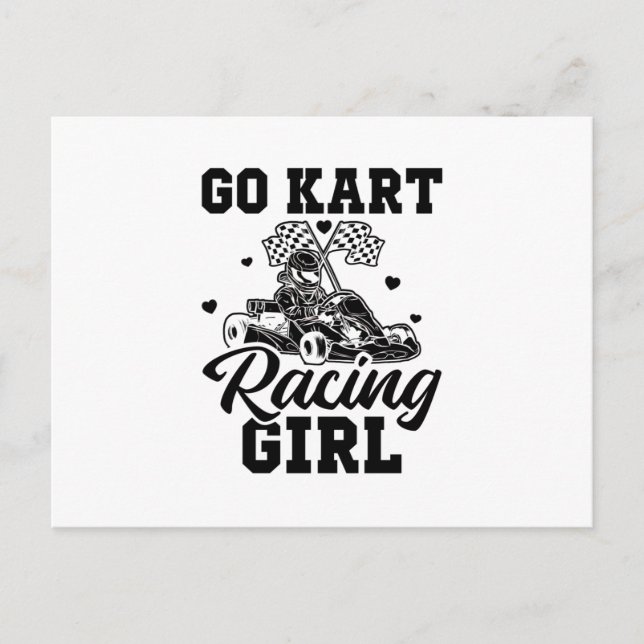 Carte Postale Go Kart Racing Girl | Go-Kart Driver Idée cadeau (Devant)