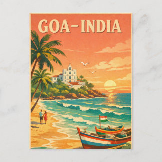 Carte Postale Goa, en Inde, dans un voyage rétro classique
