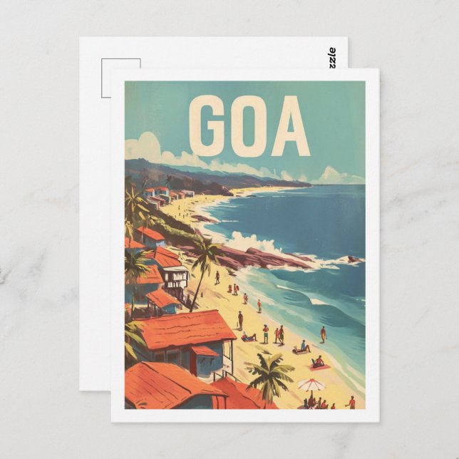 Carte Postale Goa India Vintage célèbre Travel Place (Devant / Derrière)
