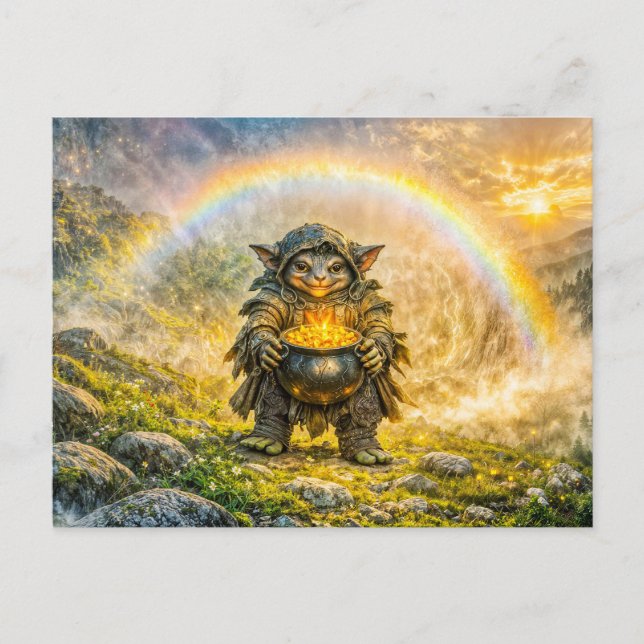 Carte Postale Gobelin de fantasy dynamique avec un pot d'or sous (Devant)