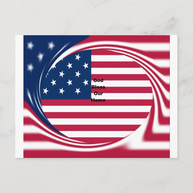 Carte Postale God Bless Our Home : USA Flag Swirl Art (Devant)