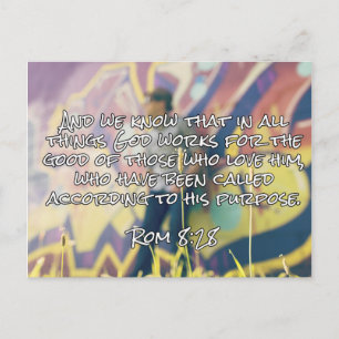 Carte Postale God Citations : Rom. 8:28 — "Dieu Travaille Pour L