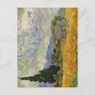 Carte Postale Gogh, Vincent Willem van Weizenfeld mit Zypressen 