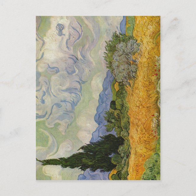 Carte Postale Gogh, Vincent Willem van Weizenfeld mit Zypressen  (Devant)