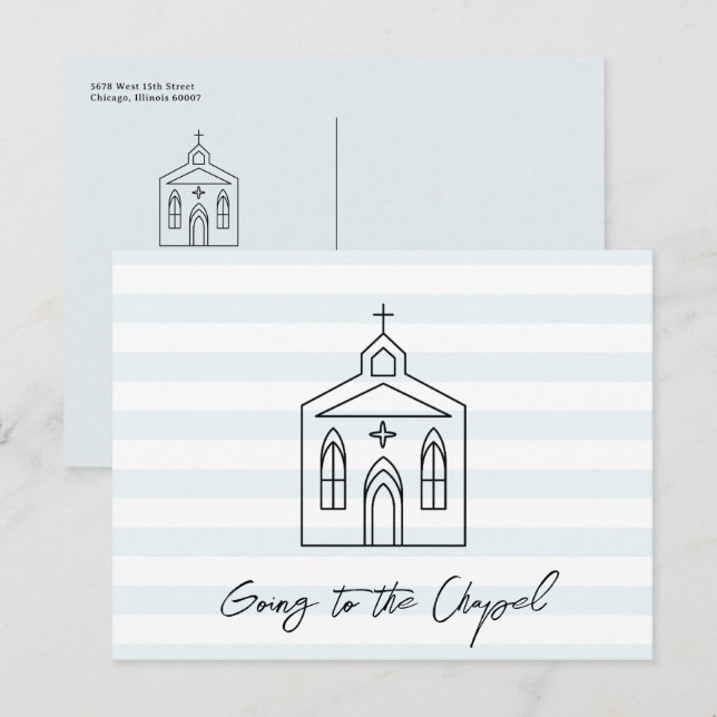 Carte Postale Going to the Chapel Wedding Blue Save the Date (Devant / Derrière)