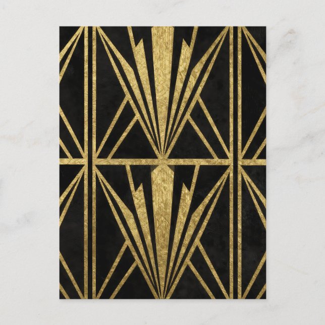 Carte Postale Gold Art Deco Geometric Fan Pattern Black (Devant)
