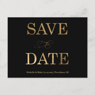 Carte Postale Gold & Black Contemporary Enregistrer la date