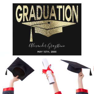 Carte Postale Gold Black Graduation Cap Économisez La Date Celeb
