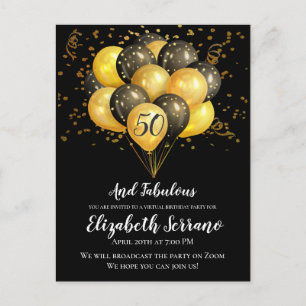 Carte Postale Gold Black Virtual 50th Birthday Party