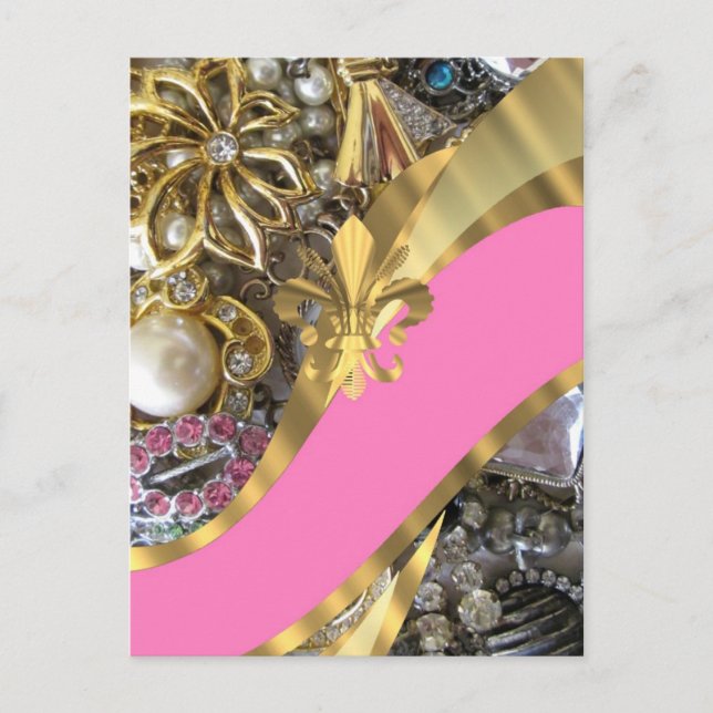 Carte Postale Gold bling fleur de lys (Devant)