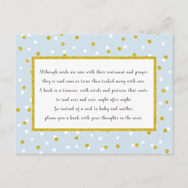 Carte Postale Gold Blue Confetti Livres pour bébé + couleur pers (Devant)