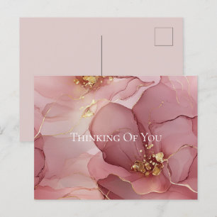 Carte Postale Gold Blush rose Floral Penser de vous