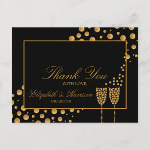 Carte Postale Gold Champagne Bubbles Engagement Merci