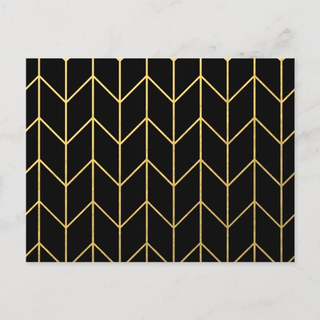 Carte Postale Gold Chevron sur Black Arrière - plan Modern Chic (Devant)