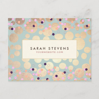 Carte Postale Gold Circles Coloré Confetti Salon de beauté Amuse