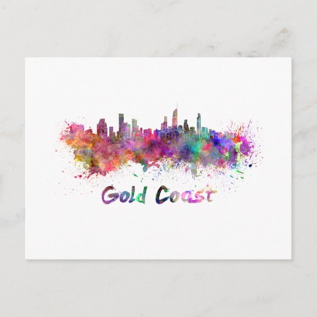 Carte Postale Gold Coast skyline in watercolor (Devant)