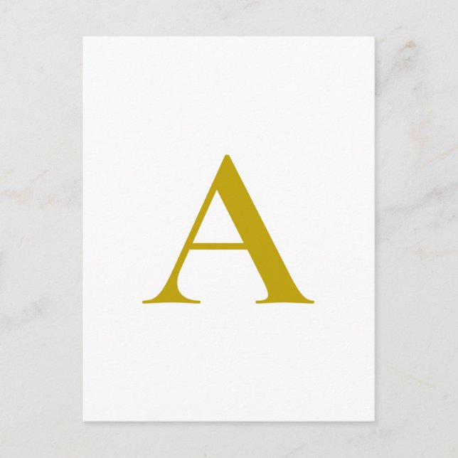 Carte Postale Gold Color Custom Monogram Initial Letter Plain (Devant)