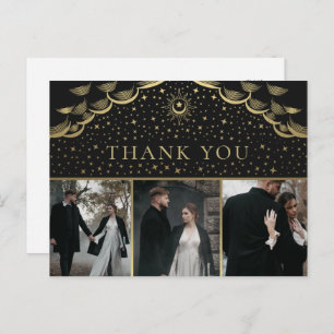 Carte Postale Gold Elegant Mariage de Tarot photo Merci