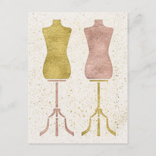 Carte Postale Gold et Rose Gold Fashion Design Robe Formes