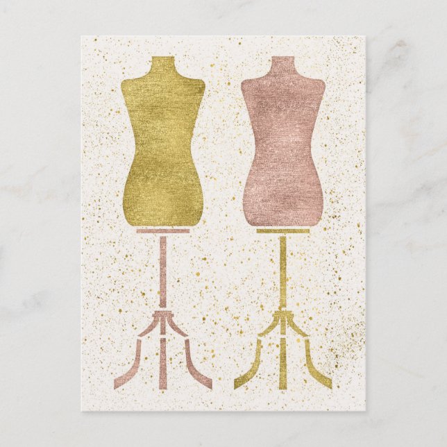 Carte Postale Gold et Rose Gold Fashion Design Robe Formes (Devant)