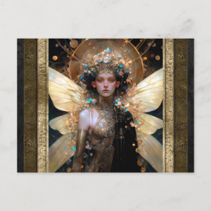 Carte Postale Gold Fairy Girl Imaginaire Art