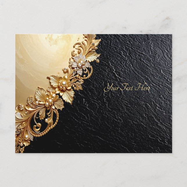 Carte Postale Gold Floral Embellishments Postcard (Devant)