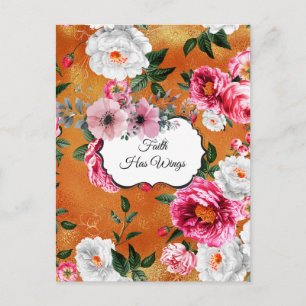 Carte postale Gold Floral Faith Has Wings