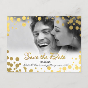 Carte postale Gold Foil Confetti Dots Photo Save D