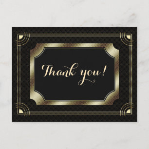 Carte Postale Gold Great Gatsby Art Déco Merci Mariage des année