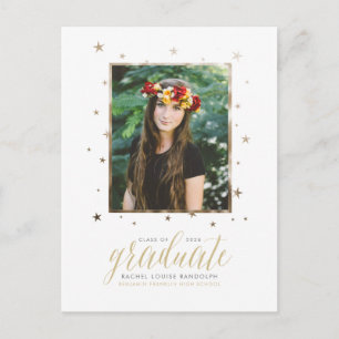 Carte postale Gold in the Stars Photo Graduation