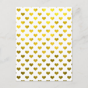 Carte Postale Gold Metallic Faux Foil Hearts Polk Dot Heart