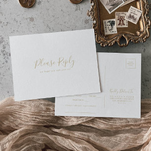 Carte postale Gold Minimaliste Choix de menu RSVP
