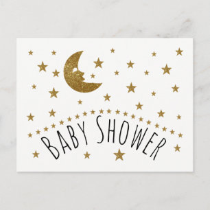 Carte Postale Gold Moon et étoiles Baby shower Invitation